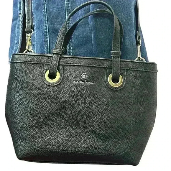 Nanette Lapore Black Leather Pebble Bag Purse Crossbody - Picture 5 of 9